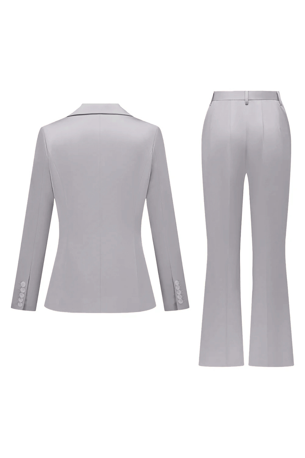 Grey Pink Satin Notched Lapel Women Suits with Long Sleeves