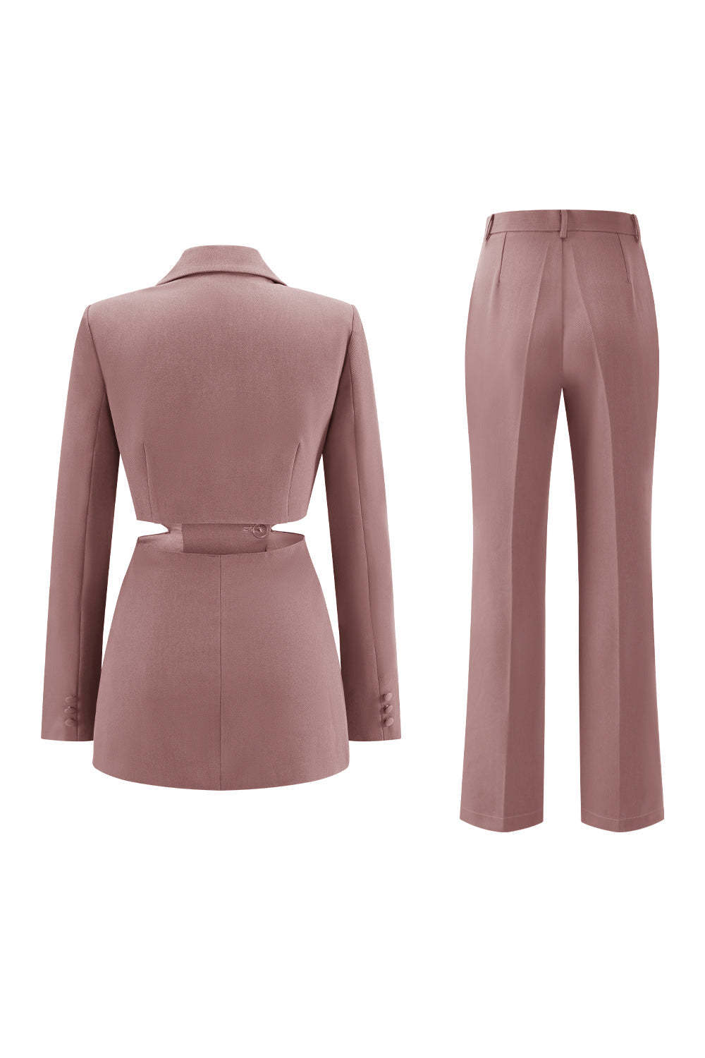 Grey Blue 2 Piece Notched Lapel Cut Out Women Prom Suits