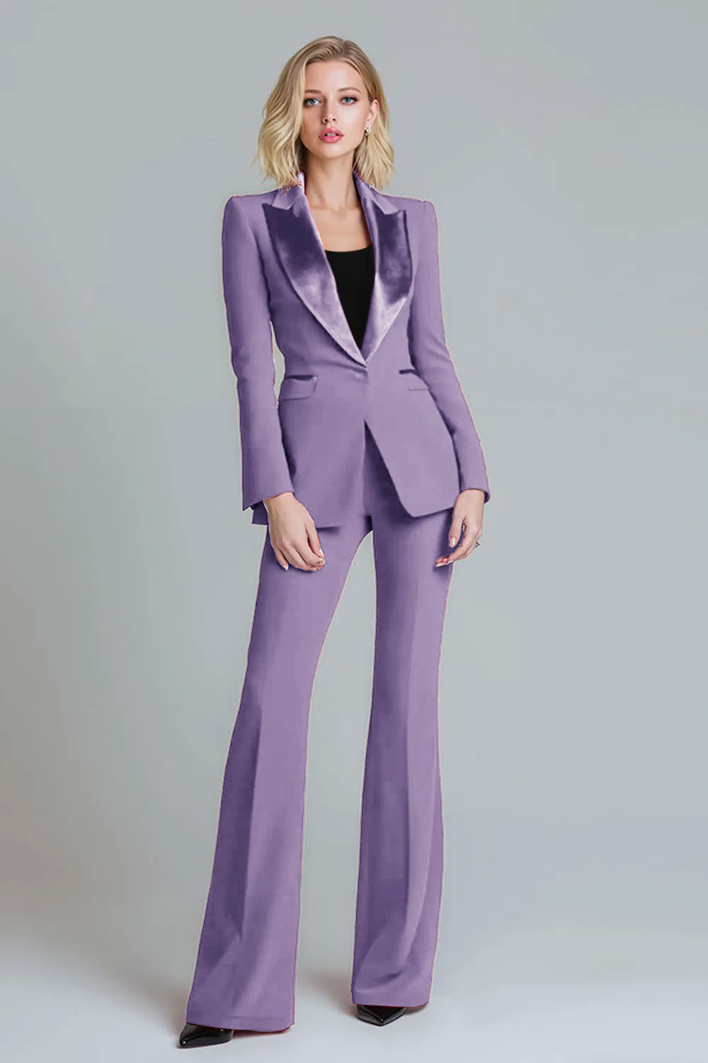 Red 2 Piece Peak Lapel Fitted Women Prom Suits