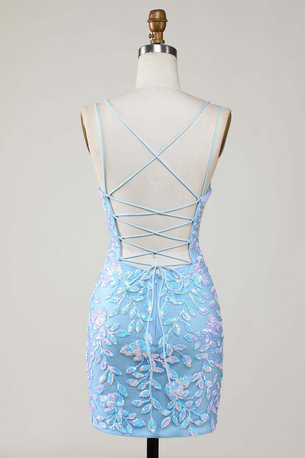 Bodycon Spaghetti Straps Party Dress With Aqqliques