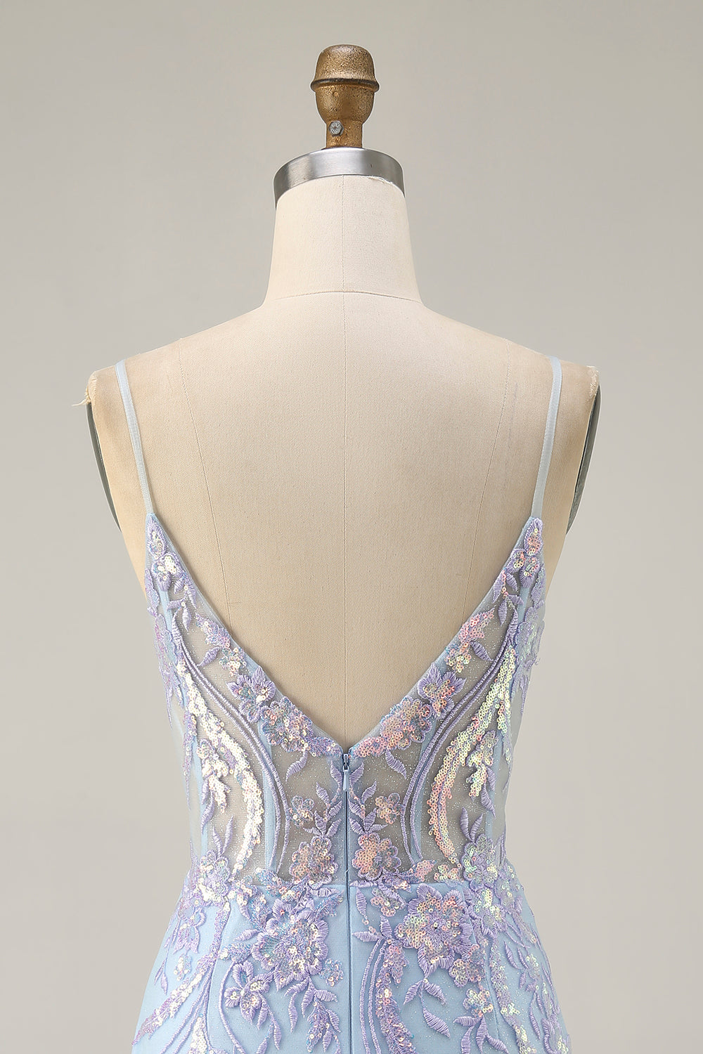 Sparkly Blue Corset Spaghetti Straps Lace Short Homecoming Dress with Sequins