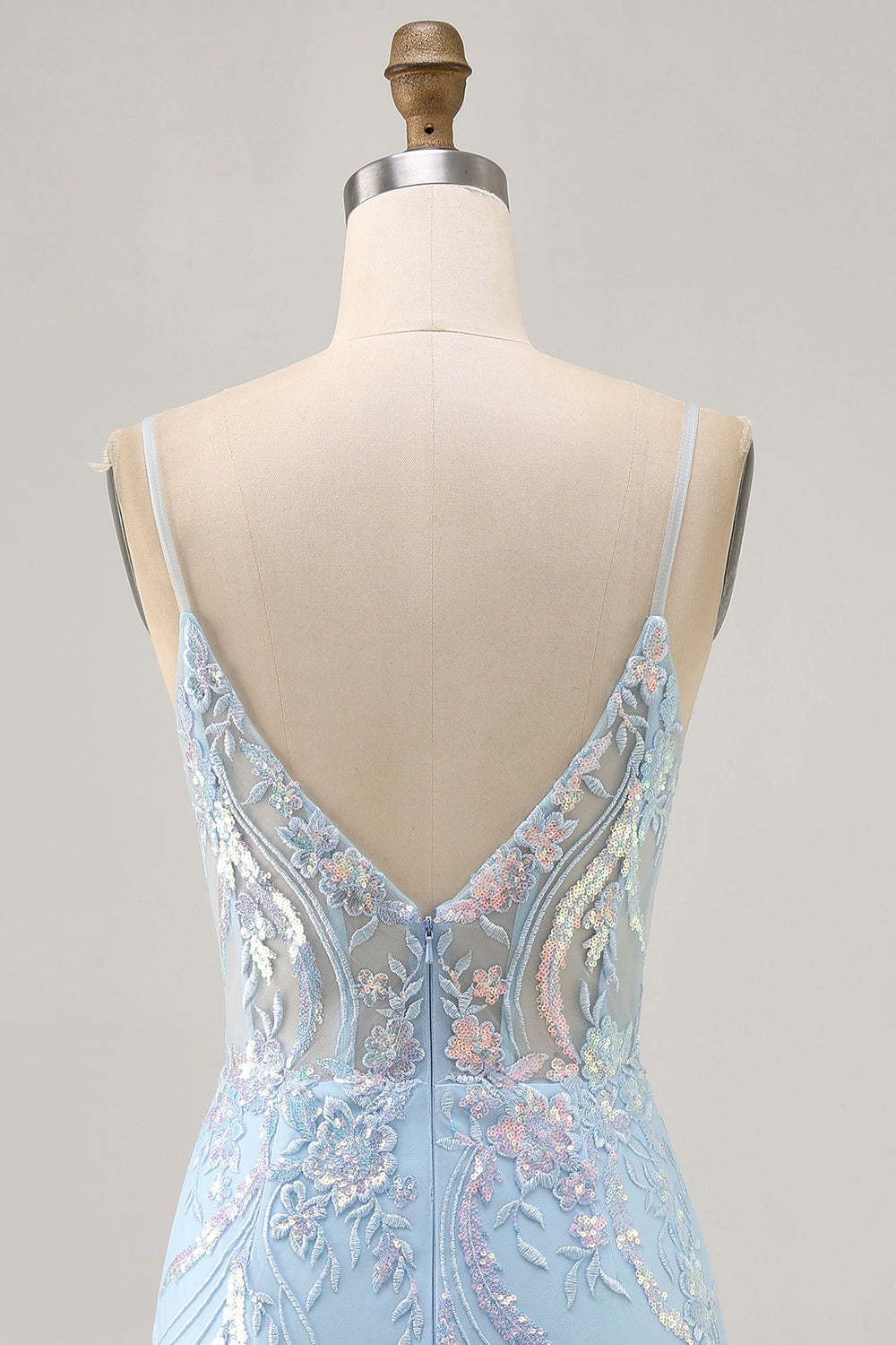 Sparkly Light Blue Tight Short Corset Sequined Homecoming Dress with Embroidery