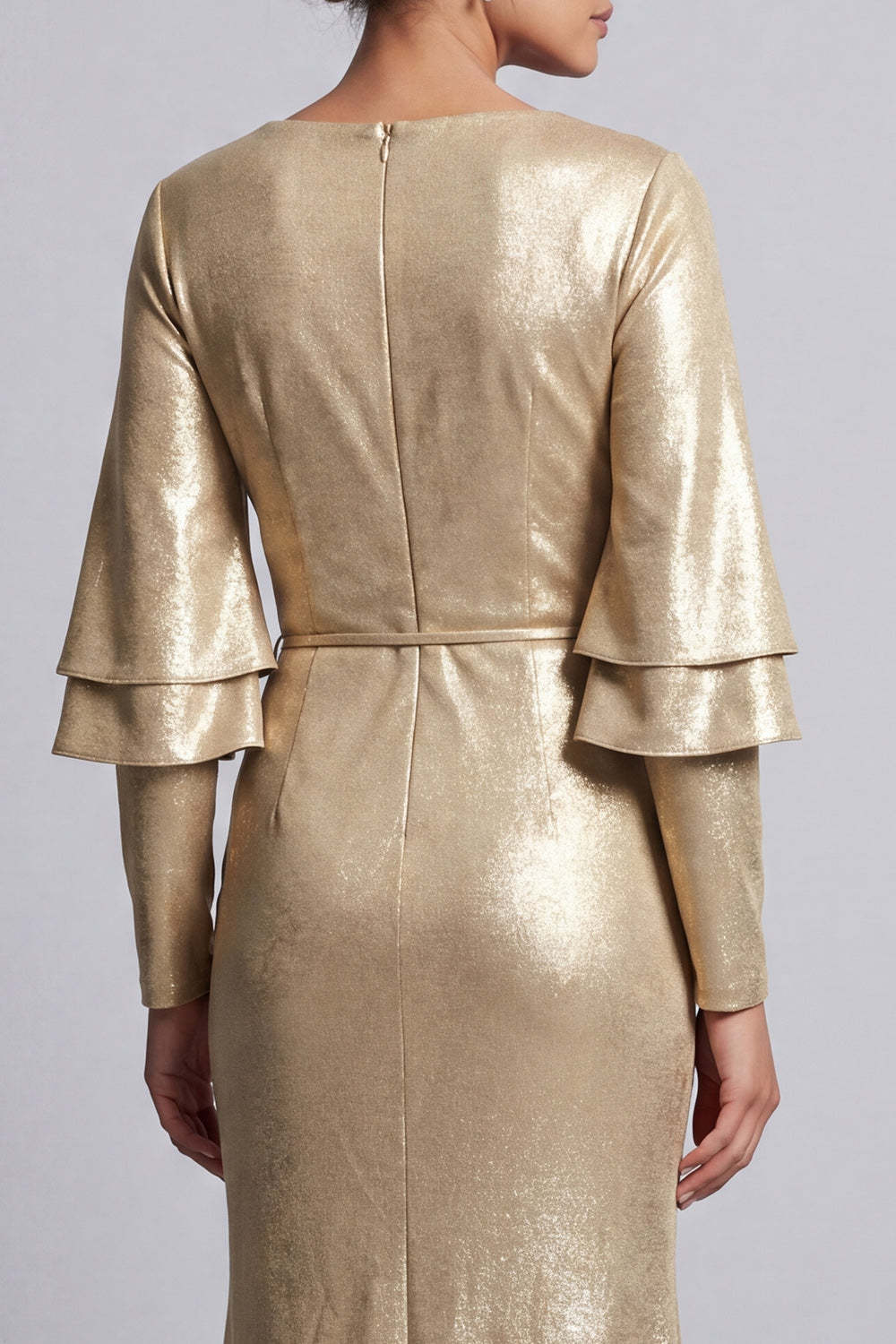 Champagne Mermaid Flutter Sleeves Long Mother of the Bride Dress