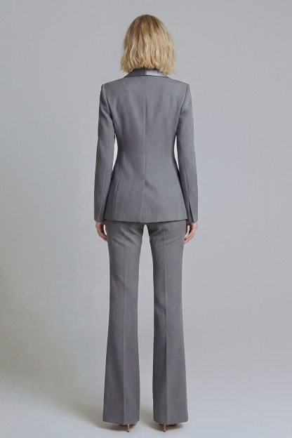 2 Piece Shawl Lapel Grey Green Double Breasted Business Suits