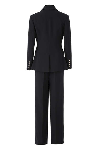 Black 3 Piece Notched Lapel Business Suits with Sleeves