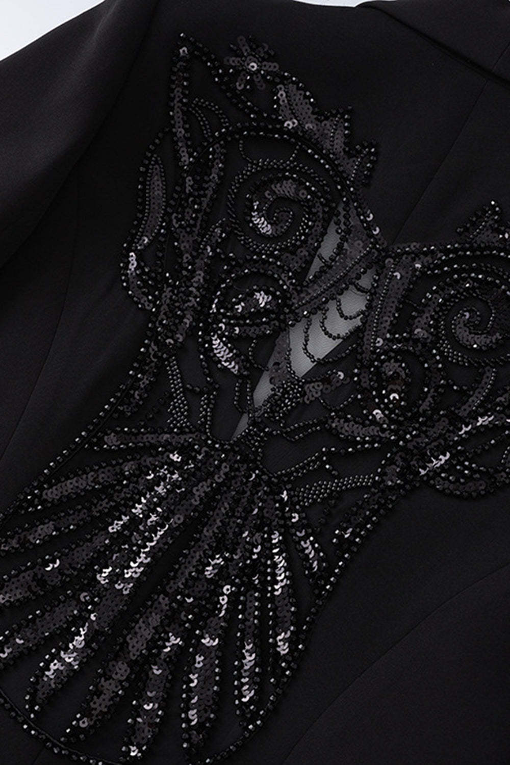 Sparkly Black Shawl Lapel Sequin Women Prom Blazer with Sleeves
