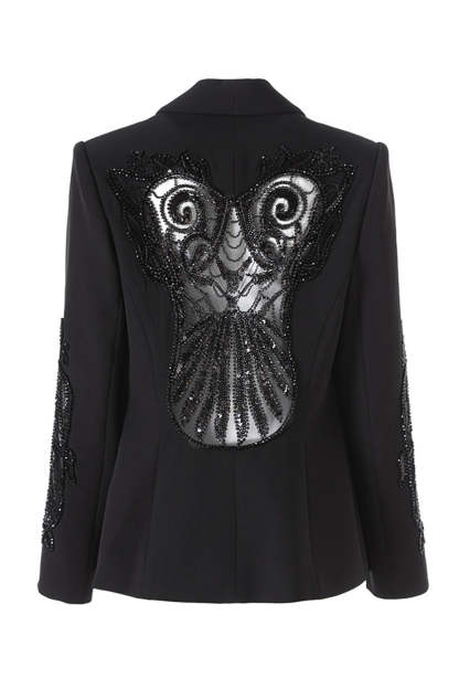 Sparkly Black Shawl Lapel Sequin Women Prom Blazer with Sleeves