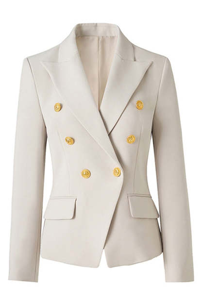 Black Peak Lapel Double Breasted Women Prom Blazer with Sleeves