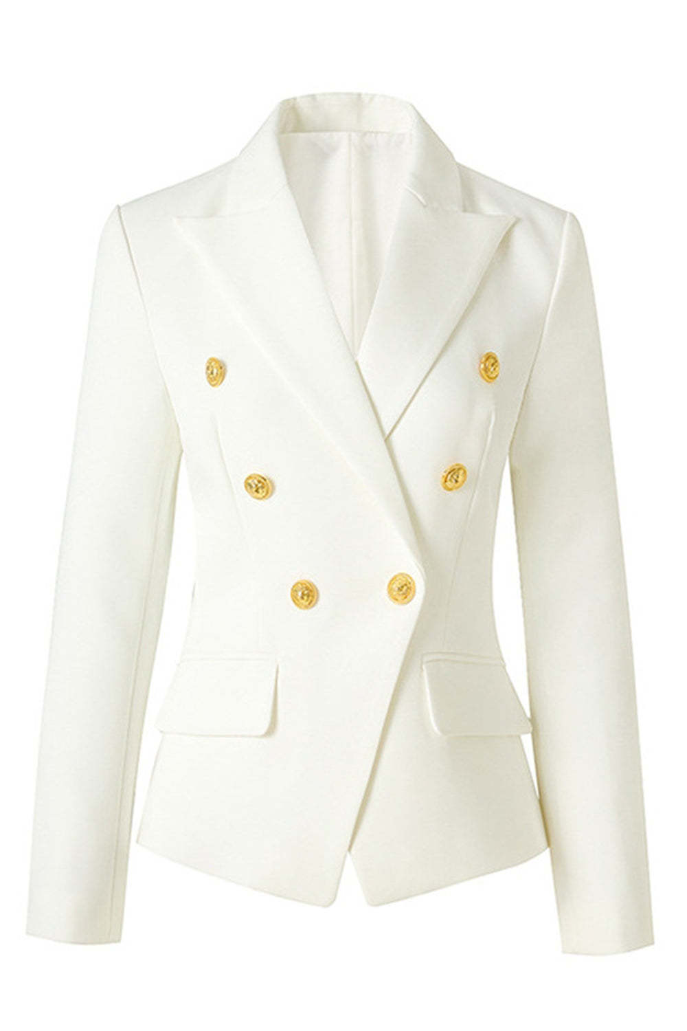 Black Peak Lapel Double Breasted Women Prom Blazer with Sleeves