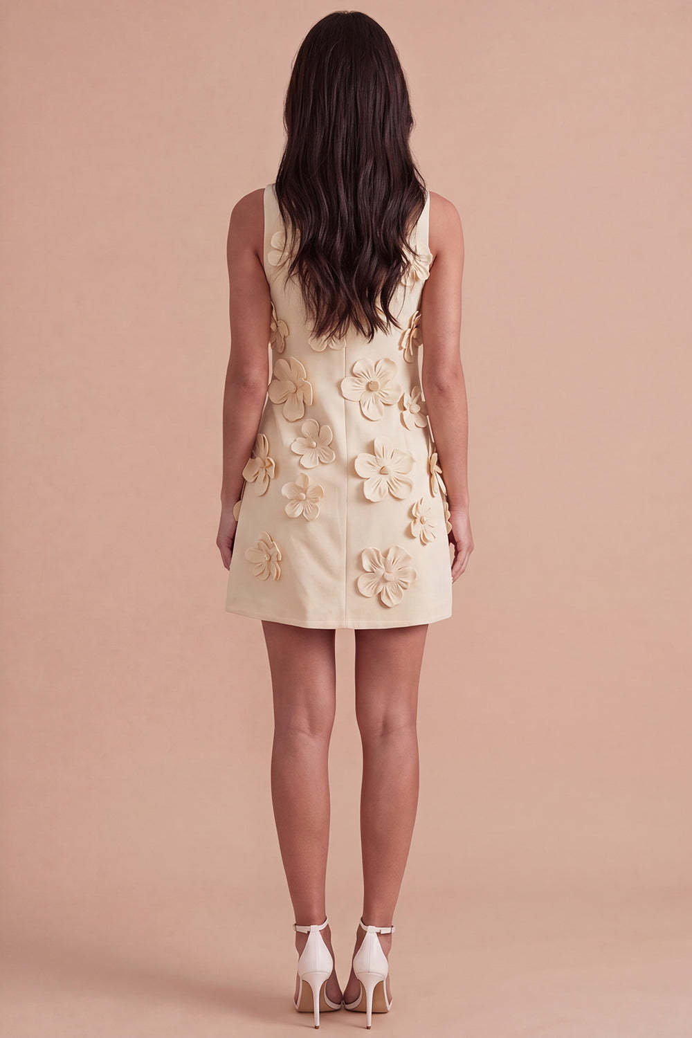 A Line Hot Pink Floral Appliqued Short Homecoming Dress