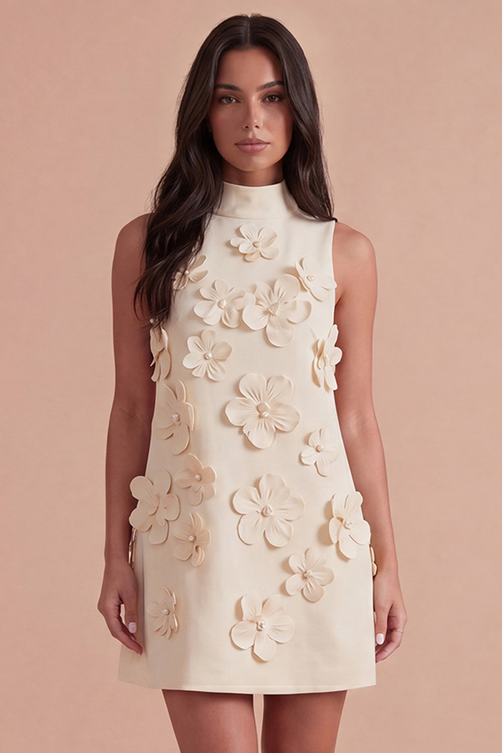 A Line Hot Pink Floral Appliqued Short Homecoming Dress