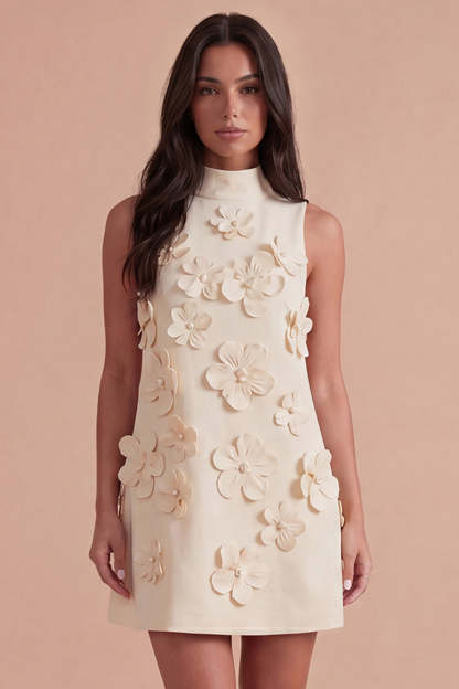 A Line Hot Pink Floral Appliqued Short Homecoming Dress