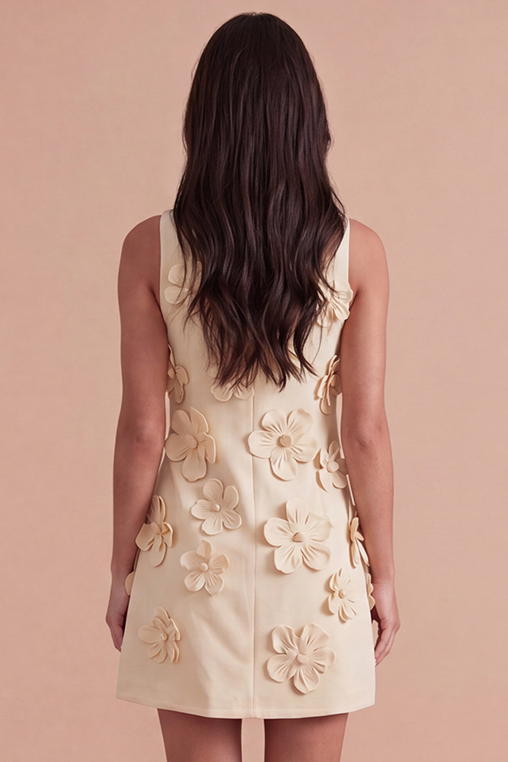 A Line Hot Pink Floral Appliqued Short Homecoming Dress