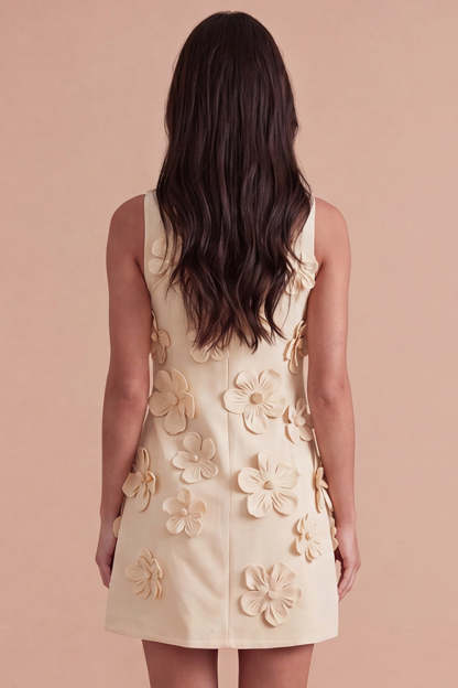 A Line Hot Pink Floral Appliqued Short Homecoming Dress