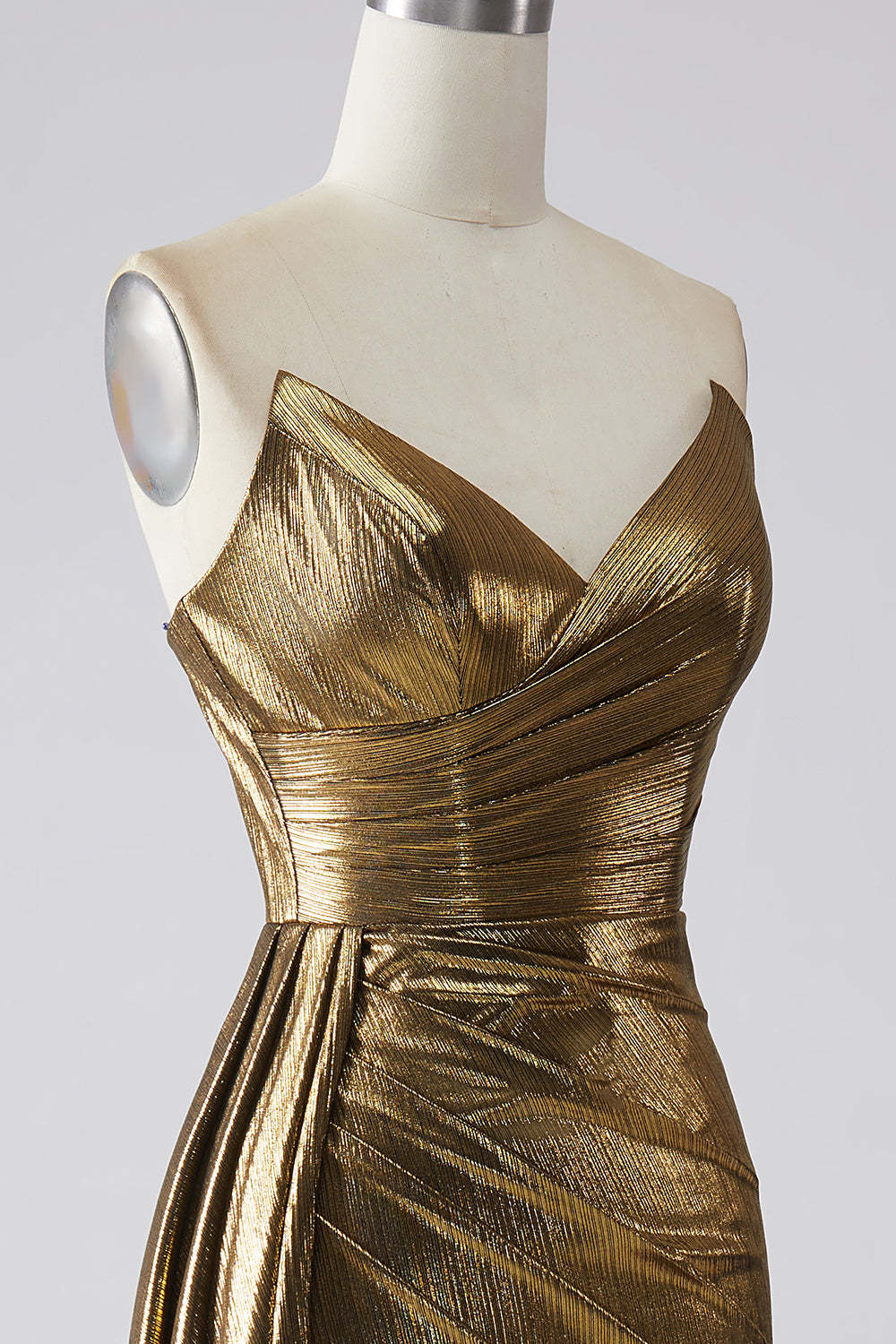 Sparkly Mermaid Golden Long Prom Dress with Slit