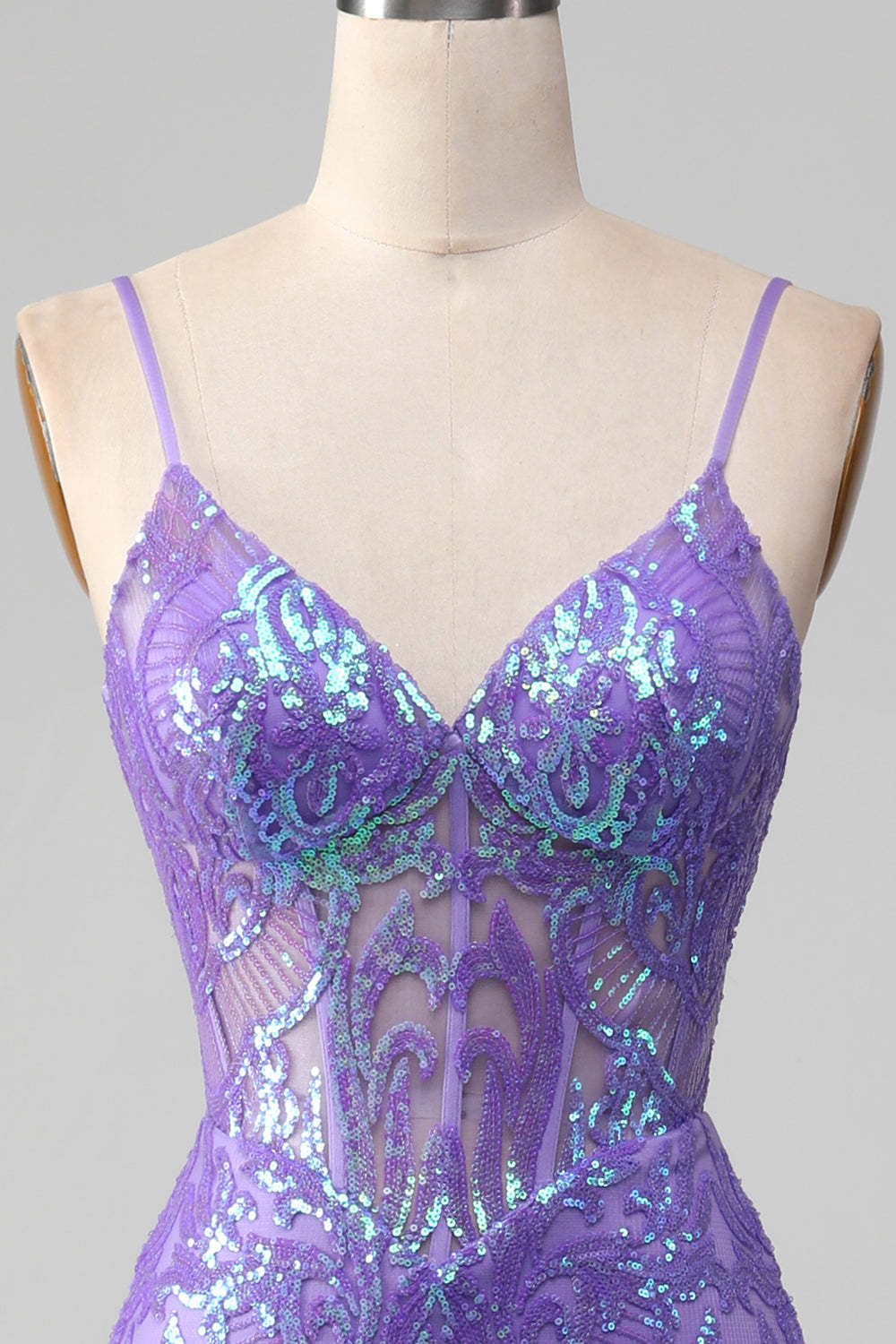 Mermaid Sparkly Purple Corset Prom Dress