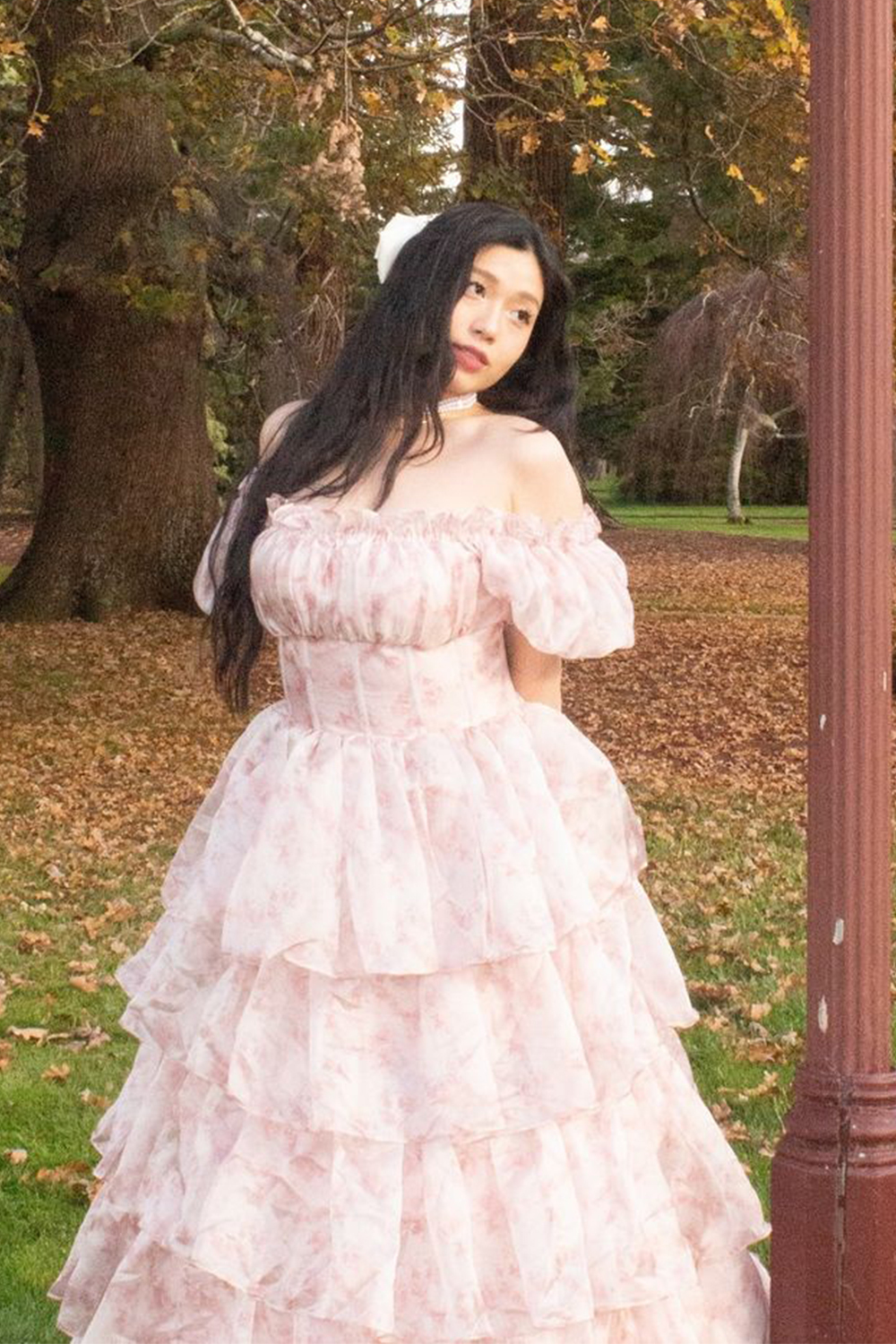 Light Blue Floral A Line Square Neck Tiered Long Prom Dress With Ruffles