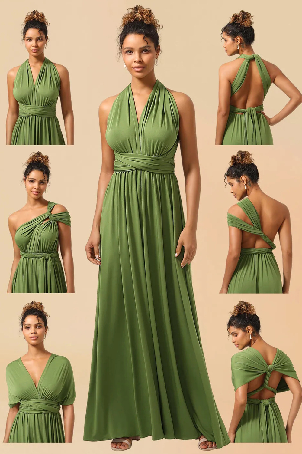 Convertible Spandex A-line Floor Length Bridesmaid Dress