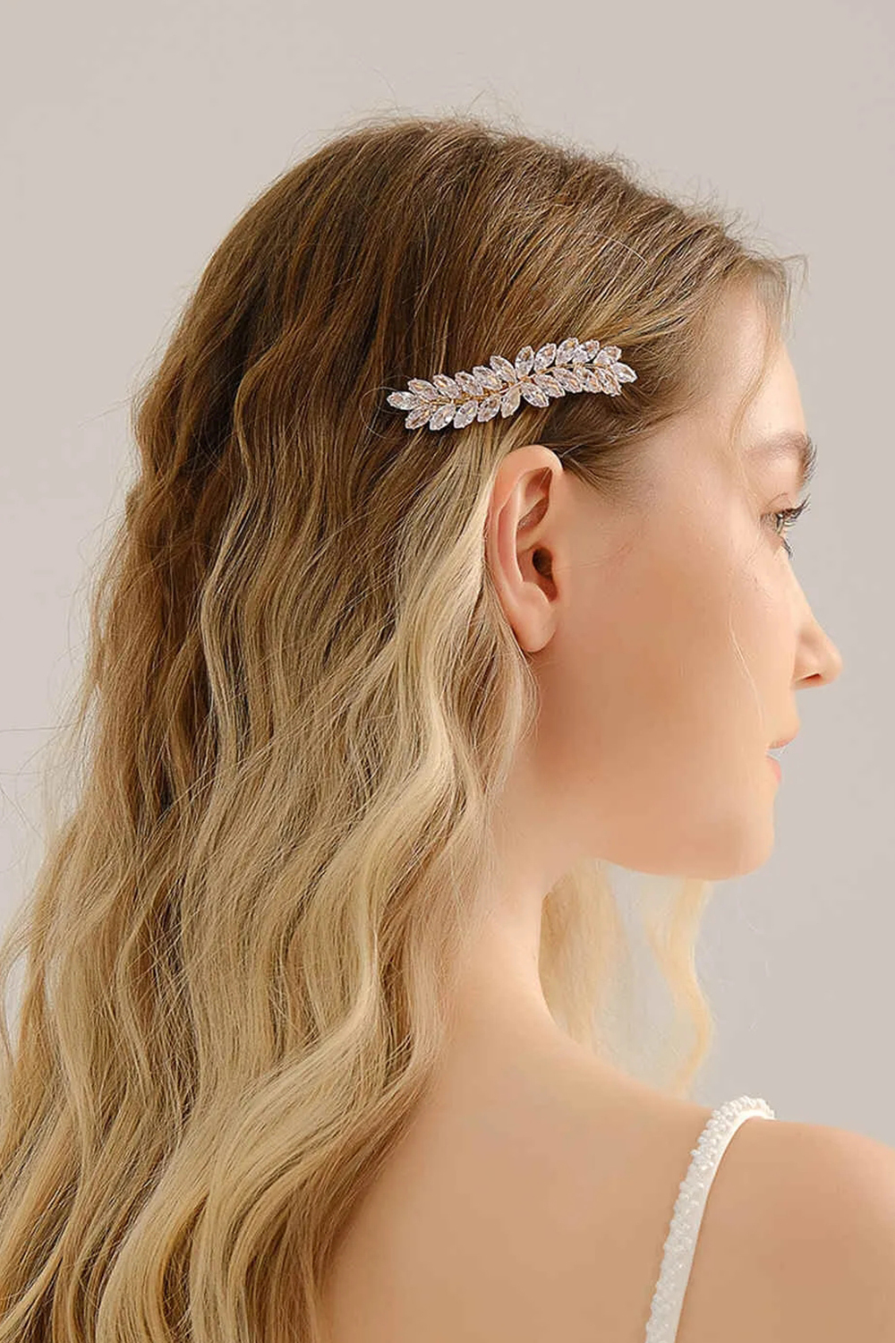 Leaf Shape Rhinestones Hair Clip