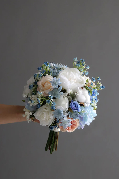 Chic Blue Standard Round Bridal Bouquet