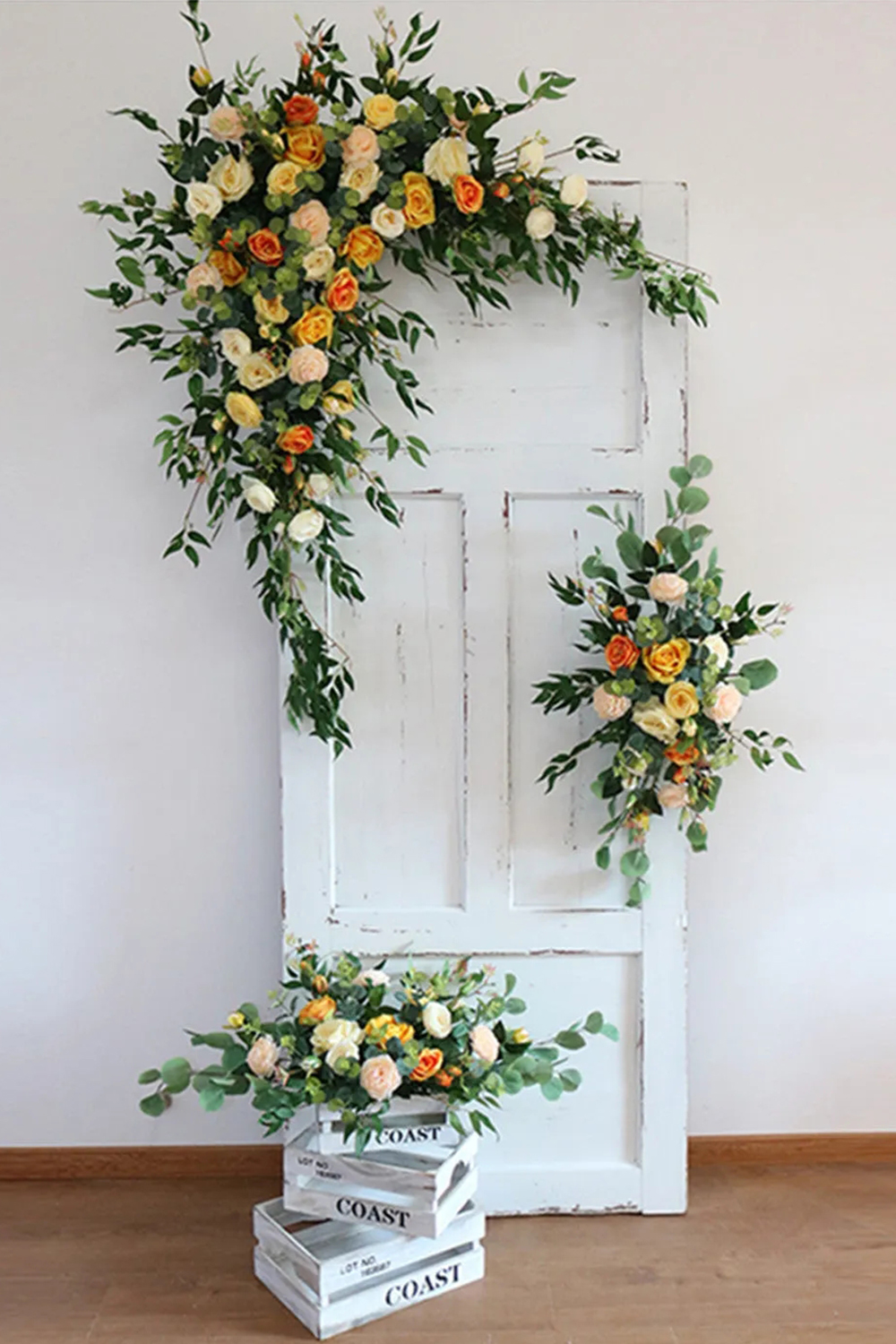 Champagne and Orange Wedding Archway Flower