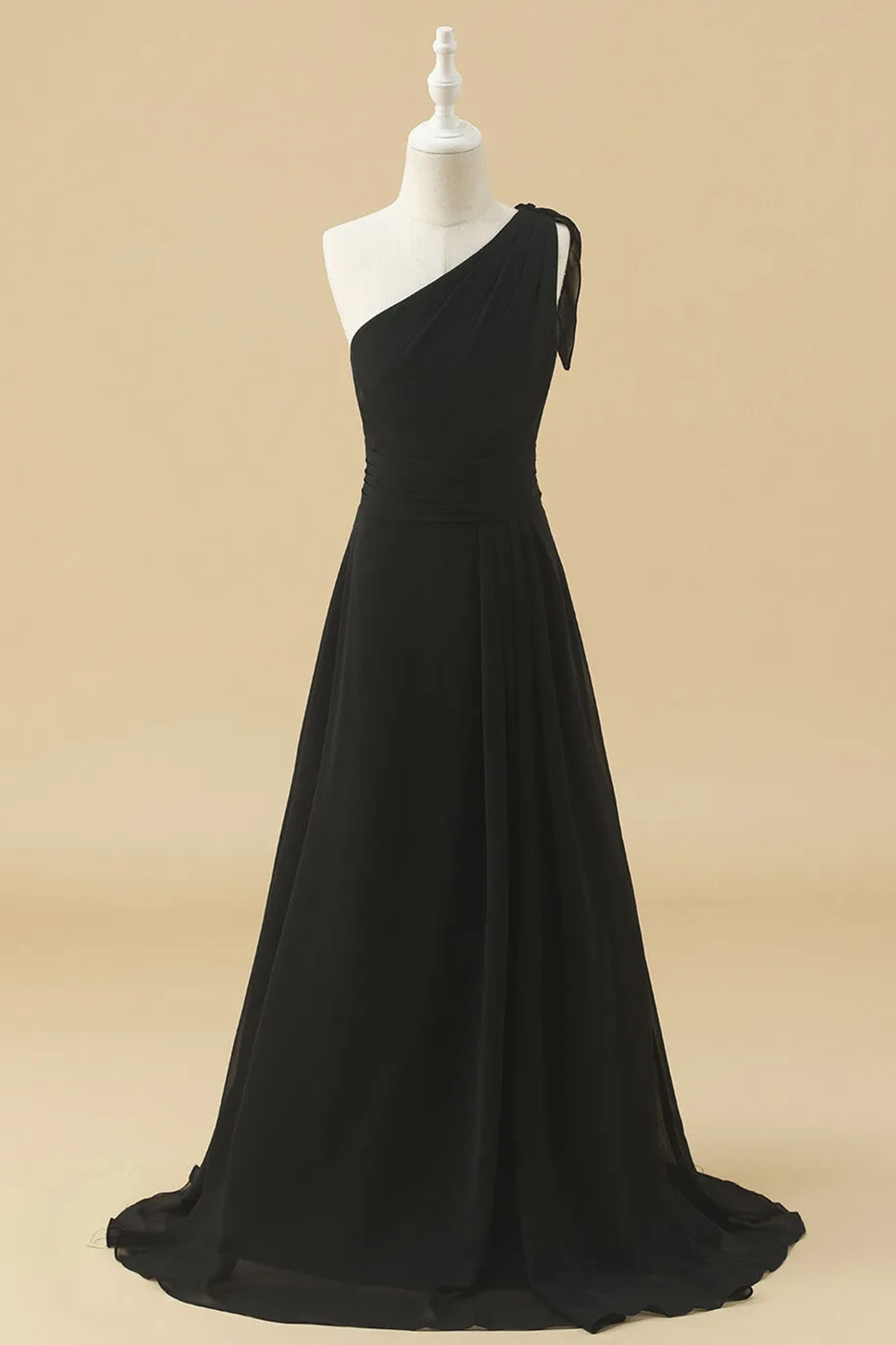 Long Chiffon One Shoulder Junior Bridesmaid Dress