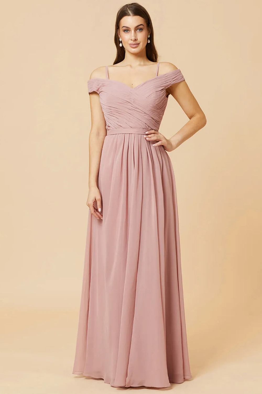 Off the Shoulder A-line Chiffon Bridesmaid Dress
