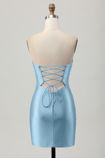 Sparkly Fuchsia Tight Sweetheart Keyhole Short Beaded Homecoming Dress