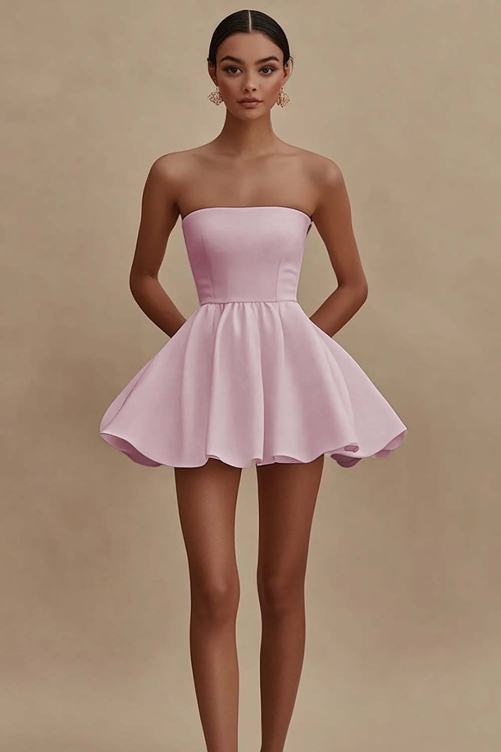 White Strapless A Line Short Graduation Dress
