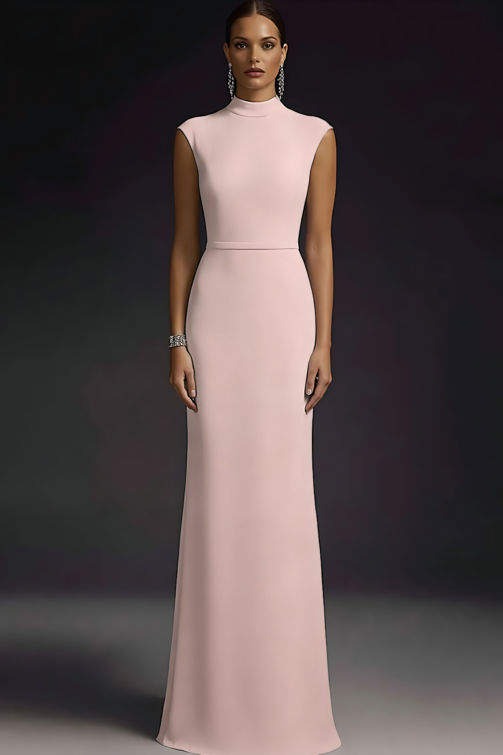 Elegant White High Neck Maxi Wedding Reception Dress