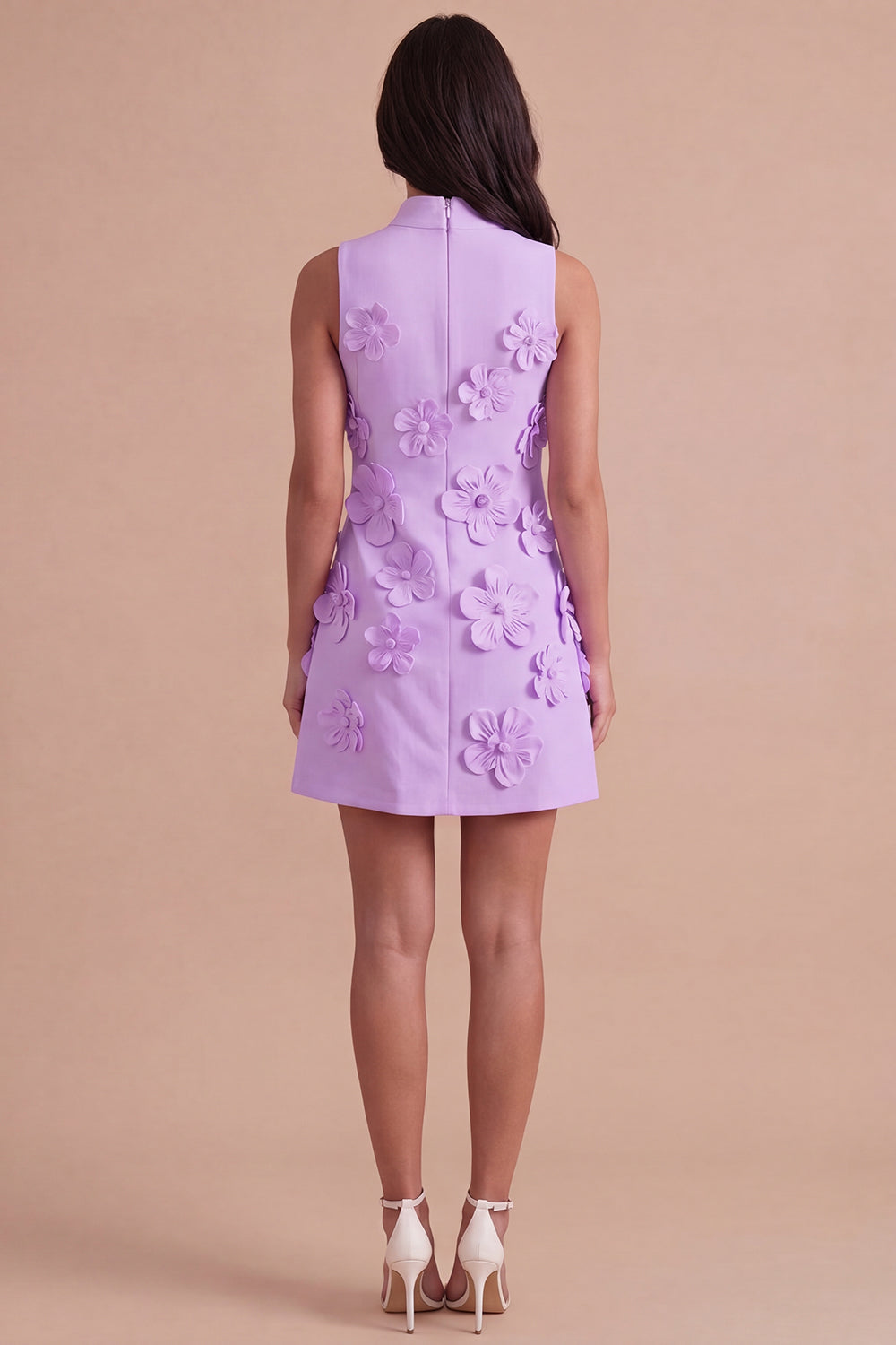 A Line Hot Pink Floral Appliqued Short Homecoming Dress