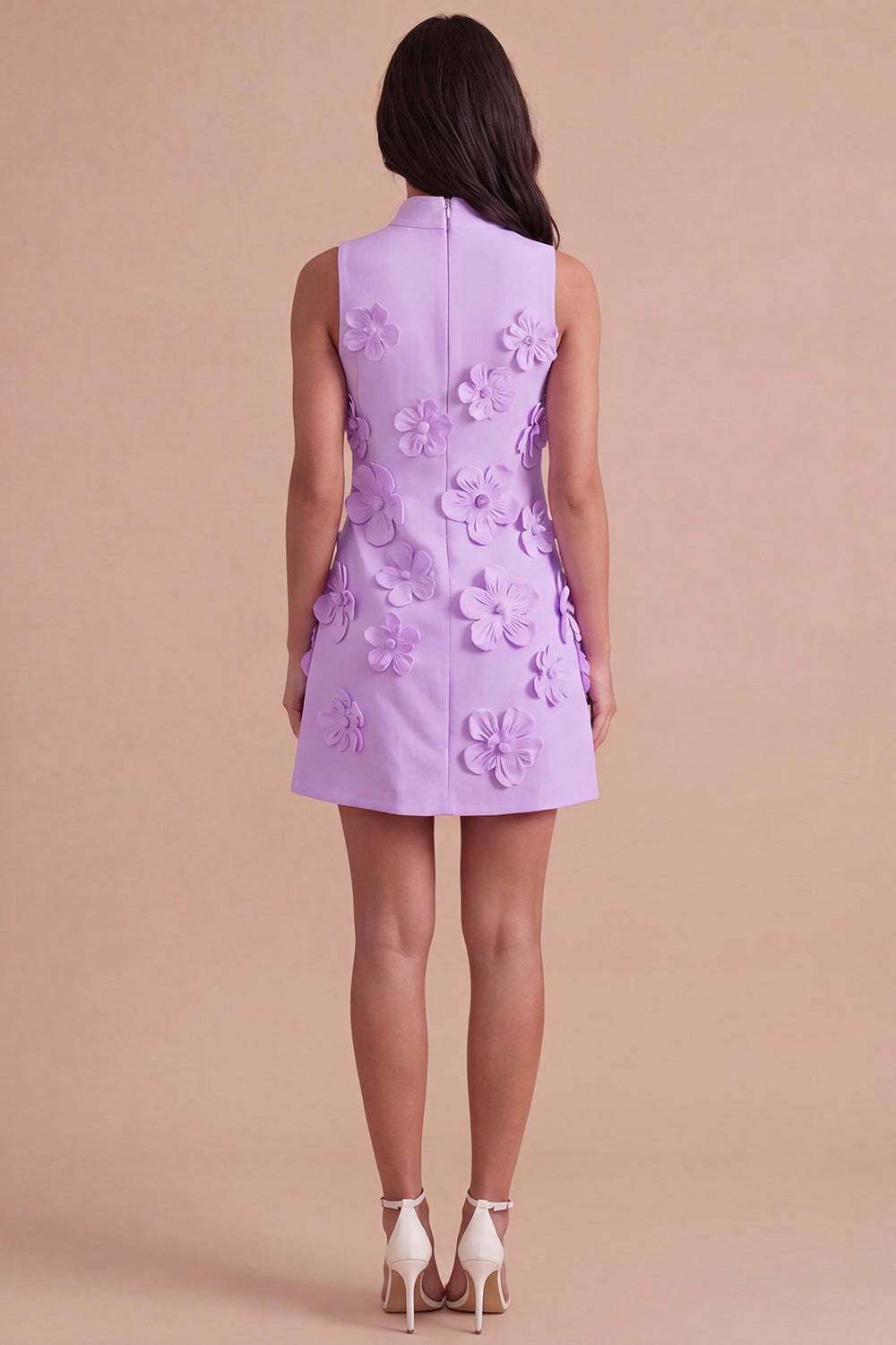 A Line Hot Pink Floral Appliqued Short Homecoming Dress