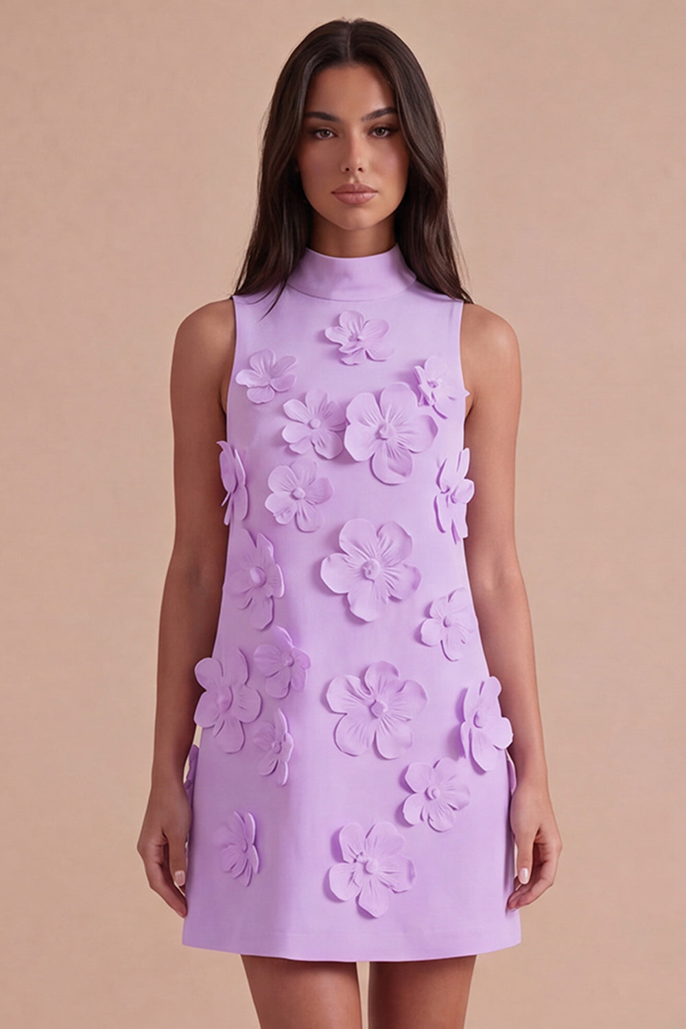 A Line Hot Pink Floral Appliqued Short Homecoming Dress