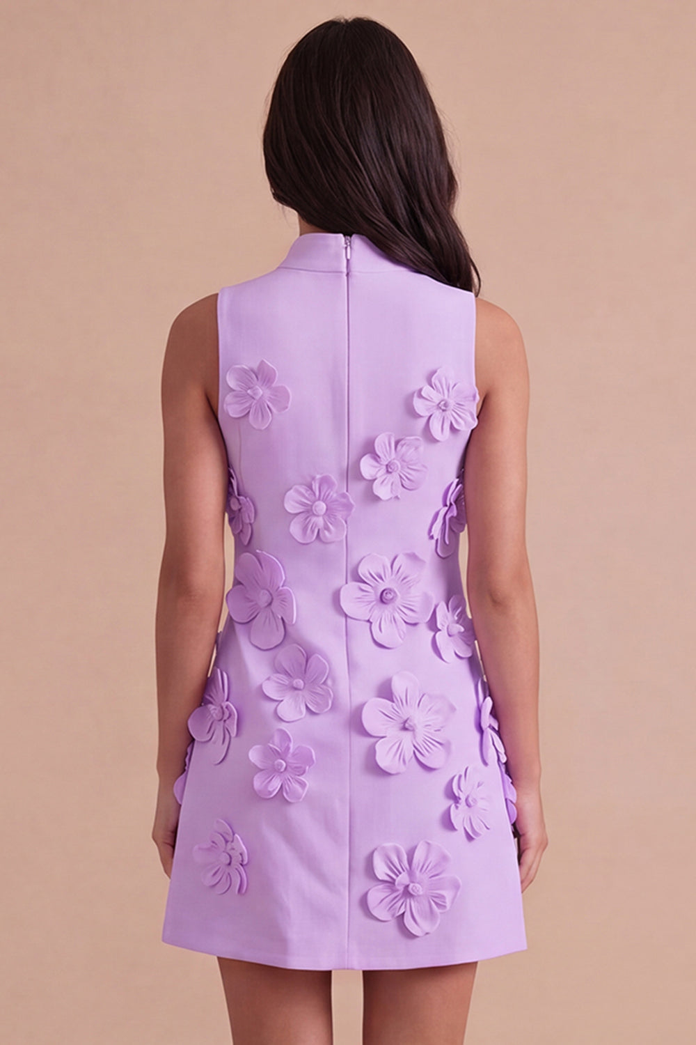 A Line Hot Pink Floral Appliqued Short Homecoming Dress