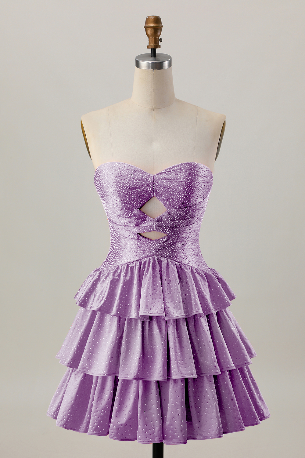 Sparkly Orange Strapless Tiered Keyhole Short Homecoming Dress with Ruffles