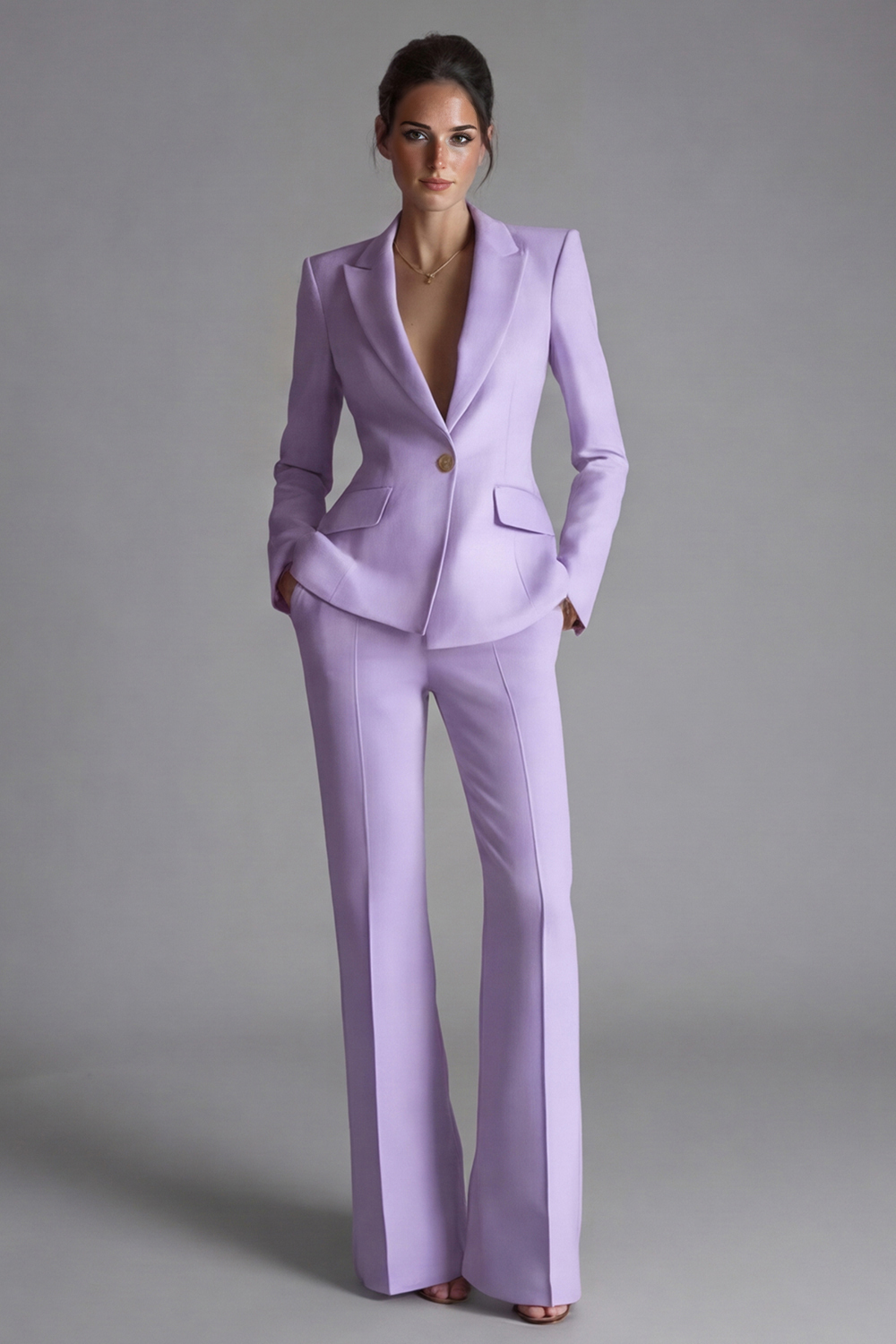 Leely Women 2 Piece Pink Prom Suits Single Breasted Slim Fit Peak Lapel Business Suits