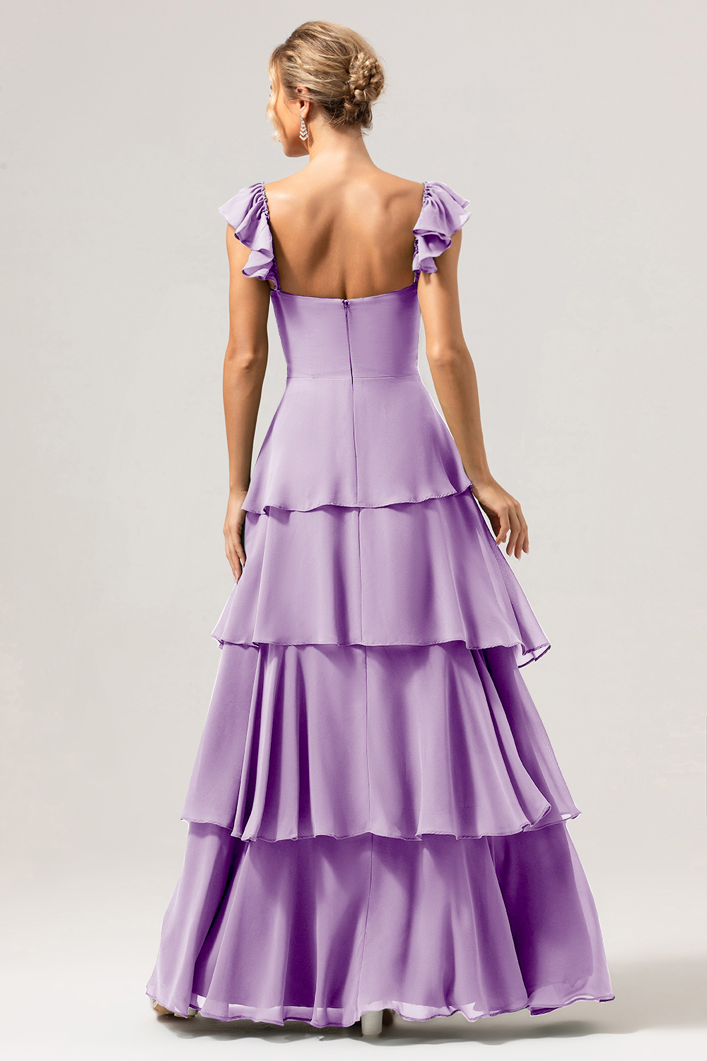 Eucalyptus Off the Shoulder Sweetheart Tiered A-Line Bridesmaid Dress