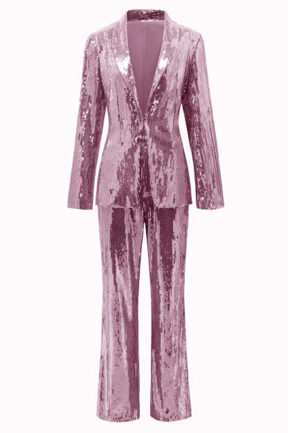 Golden Sparkly Sequined 2 Piece Women Party Suits