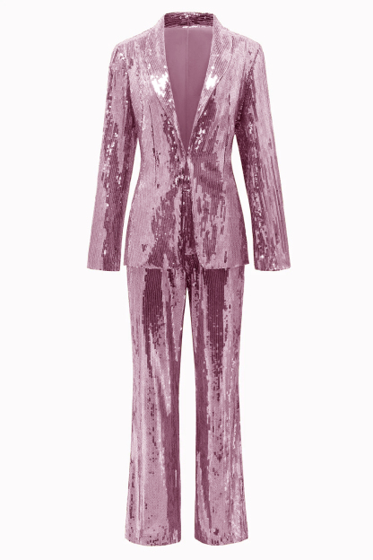 Sparkly Golden Sequined 2 Piece Women Party Suits