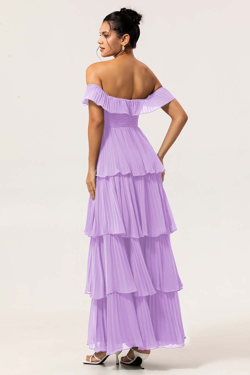 Eucalyptus Tiered Off the Shoulder Maxi Bridesmaid Dress