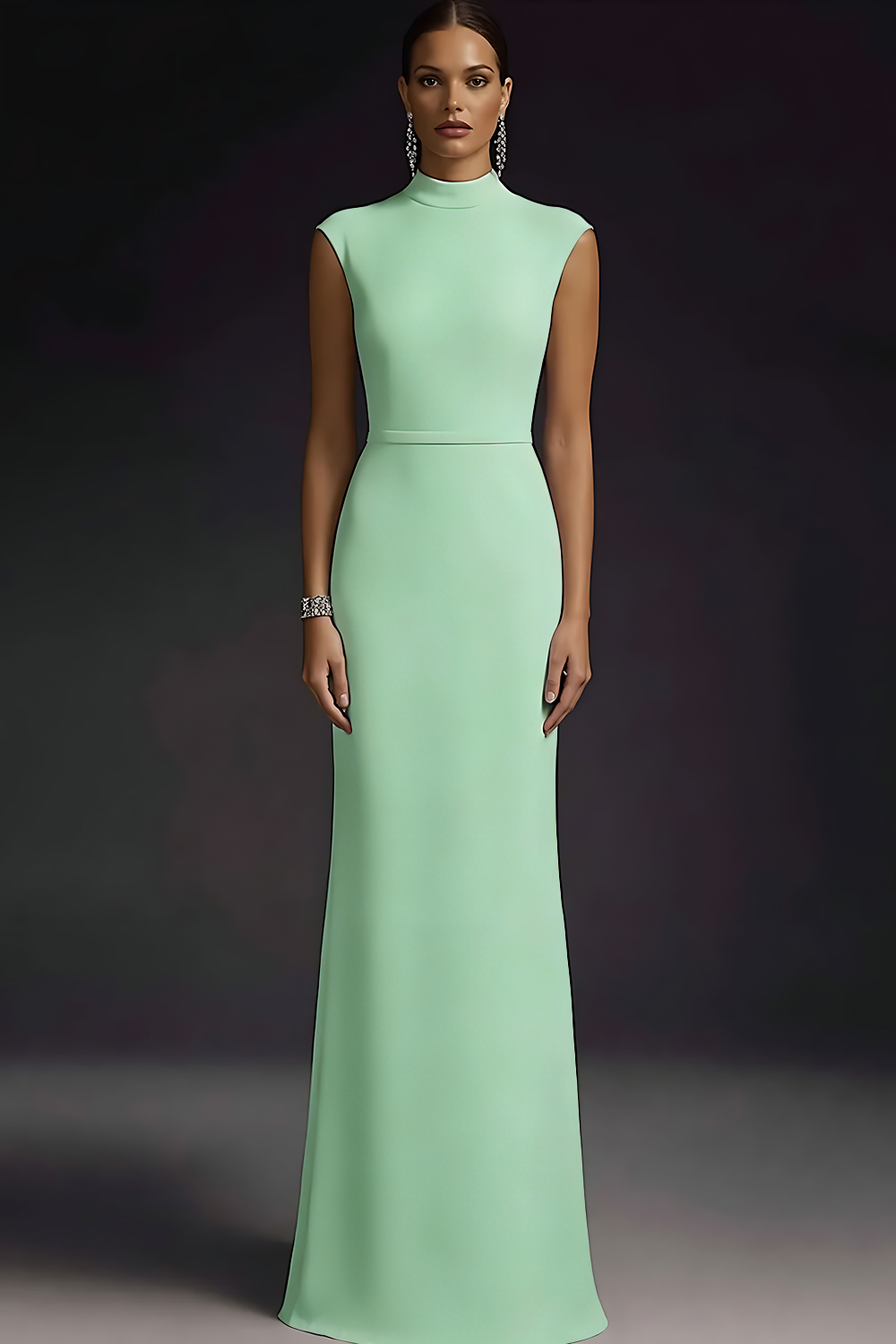 Elegant White High Neck Maxi Wedding Reception Dress