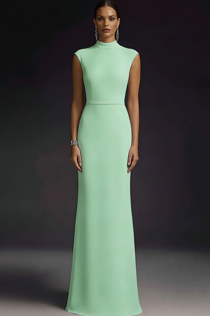 Elegant White High Neck Maxi Wedding Reception Dress