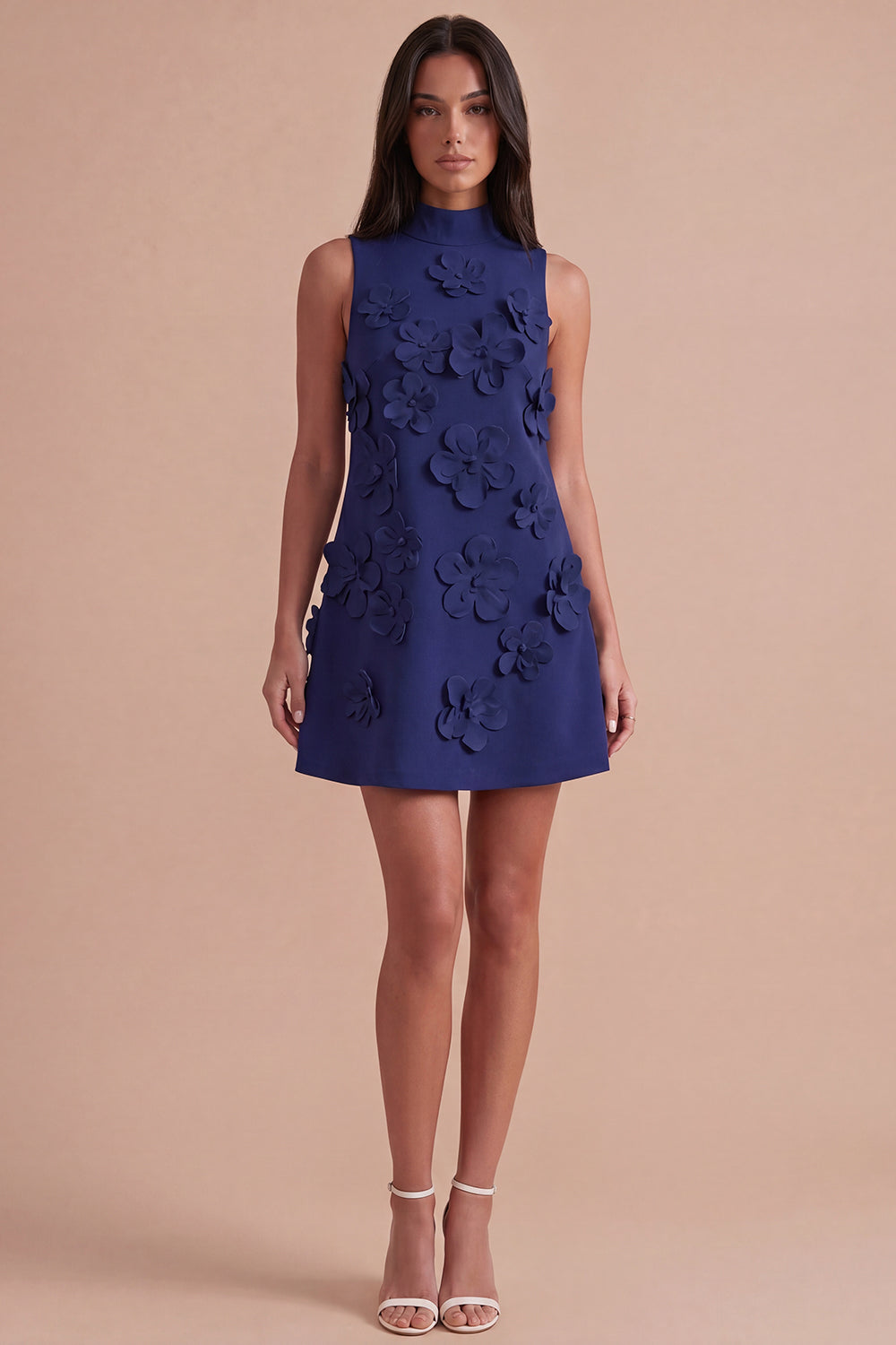 A Line Hot Pink Floral Appliqued Short Homecoming Dress