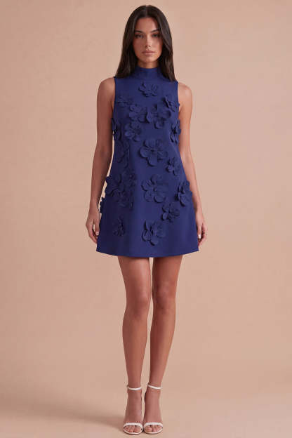 A Line Hot Pink Floral Appliqued Short Homecoming Dress