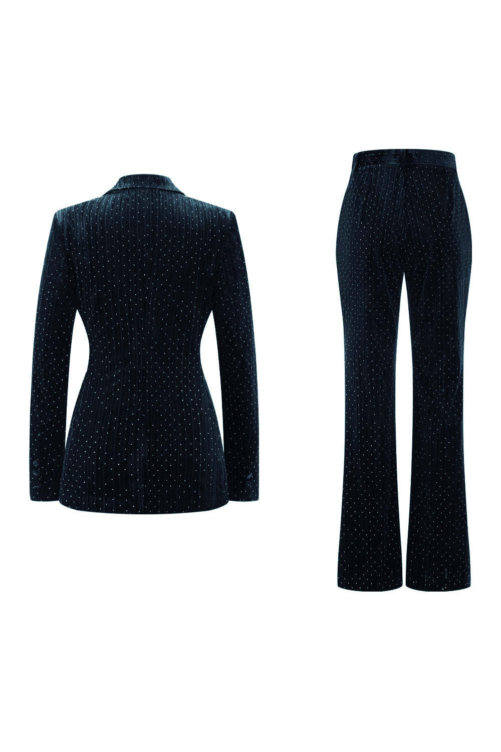 Sparkly 2 Piece Dark Green Peak Lapel Women Prom Suits