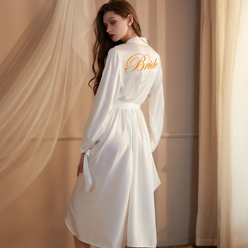 Satin Long Sleeve Bride and Bridesmaid Robe