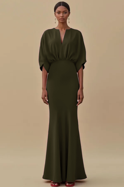 Red Mermaid Long Evening Dress with Sleeves