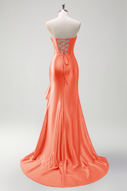 Glitter Grey Blue Sweetheart Mermaid Prom Dress with Slit