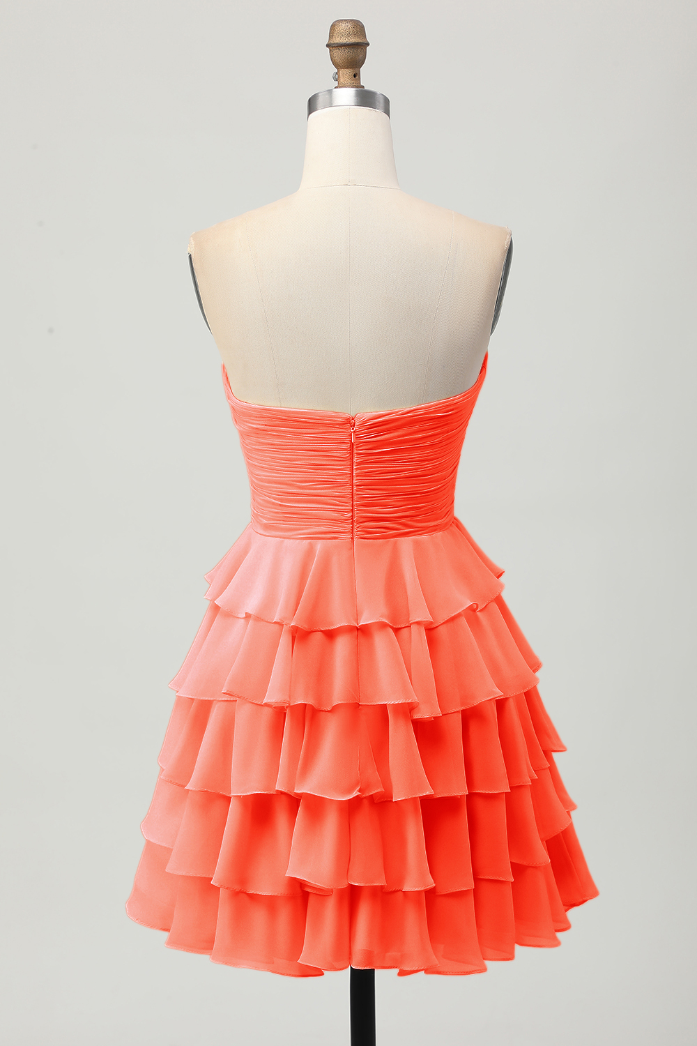 Short Light Yellow Sweetheart Ruffled A Line Tiered Homecoming Dress with Bow