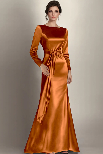 Elegant Satin Mermaid Black Mother of the Bride Dress with Sash